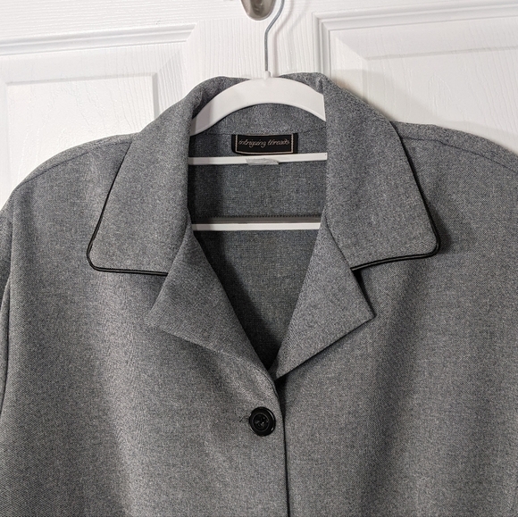 Vintage 80s Intriguing Threads Grey Knit Bow Detail Button Up Coat Size 1X - Picture 4 of 5